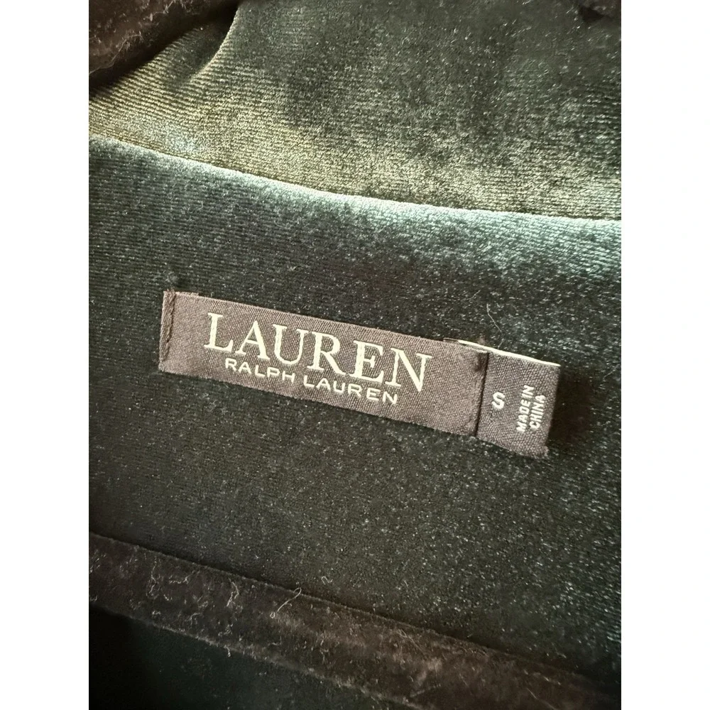 Lauren Ralph Lauren‎ Emerald Green Velvet Button Front Pajama Top Women's S Logo